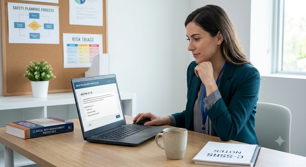 Suicide Risk – Assessment, Treatment, and Management Practice Exam Banner