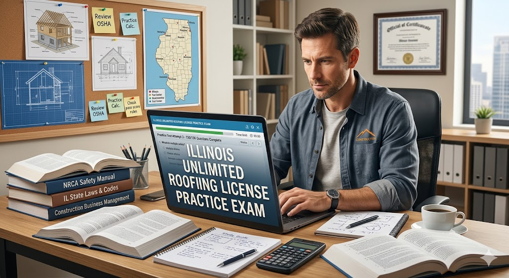 Illinois Unlimited Roofing License  Practice Test Banner