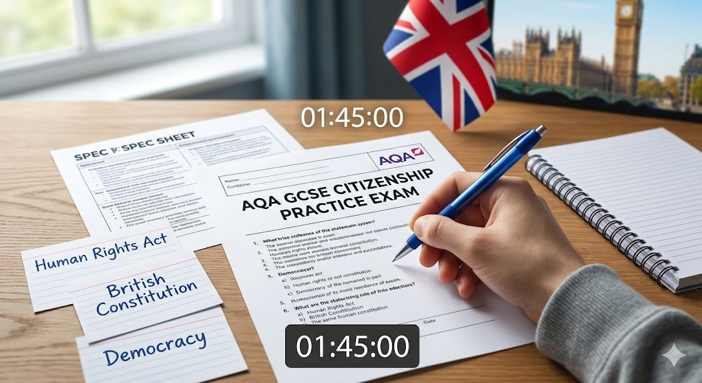Assessment and Qualifications Alliance (AQA) GCSE Citizenship Practice Exam Banner