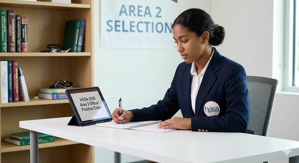 HOSA 2026 Area 2 Officer Practice Exam Banner