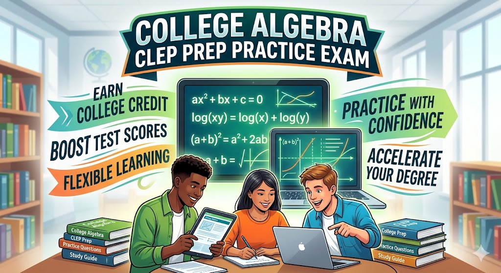 College Algebra CLEP Prep Practice Exam Banner