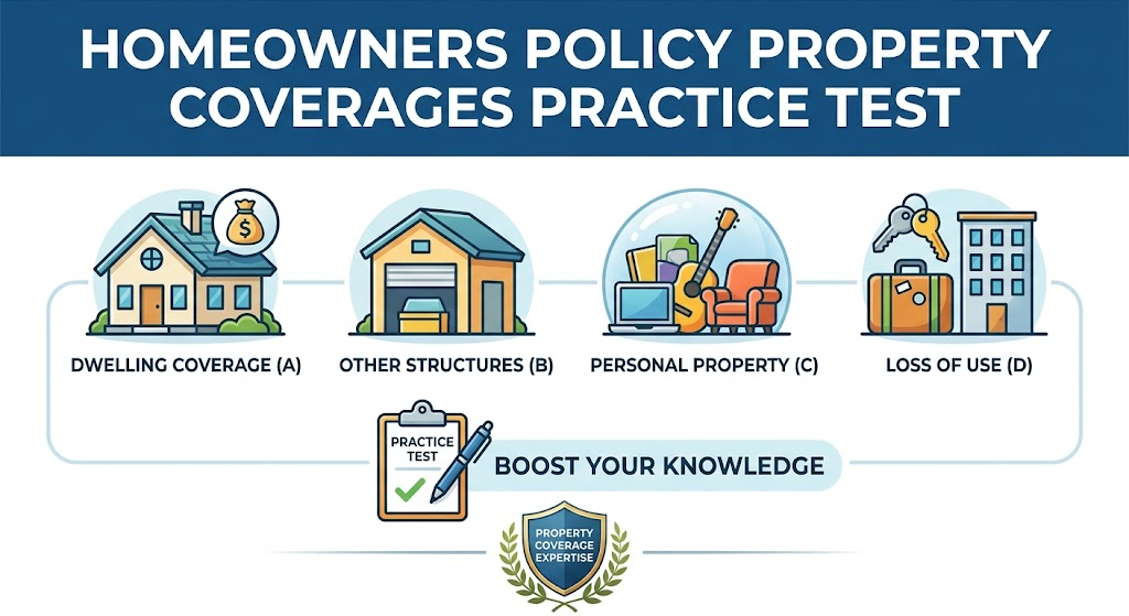 Homeowners Policy – Section I: Property Coverages Practice Test Banner