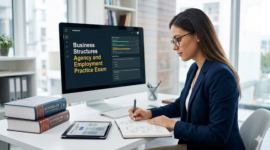 Business Structures, Agency Law, and Employment Regulations Practice Test Banner