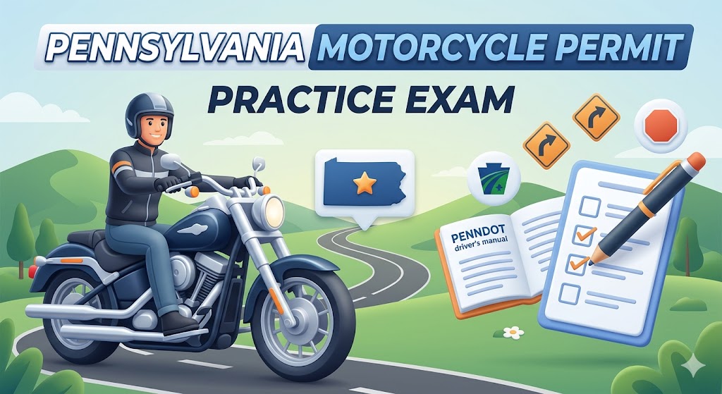 Pennsylvania Motorcycle Permit Practice Test Banner