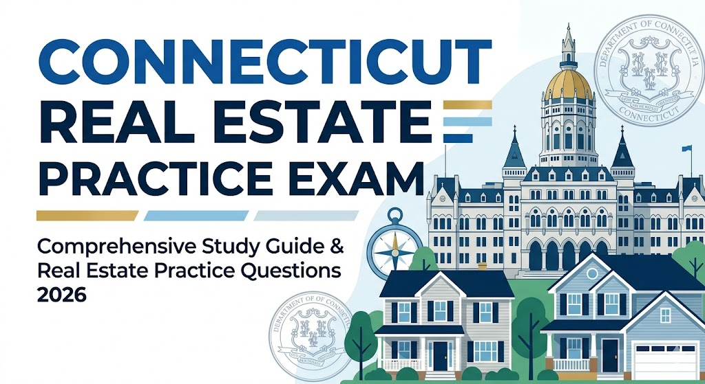 Connecticut Real Estate Exam Prep 2026 | Real Estate Practice Questions Banner