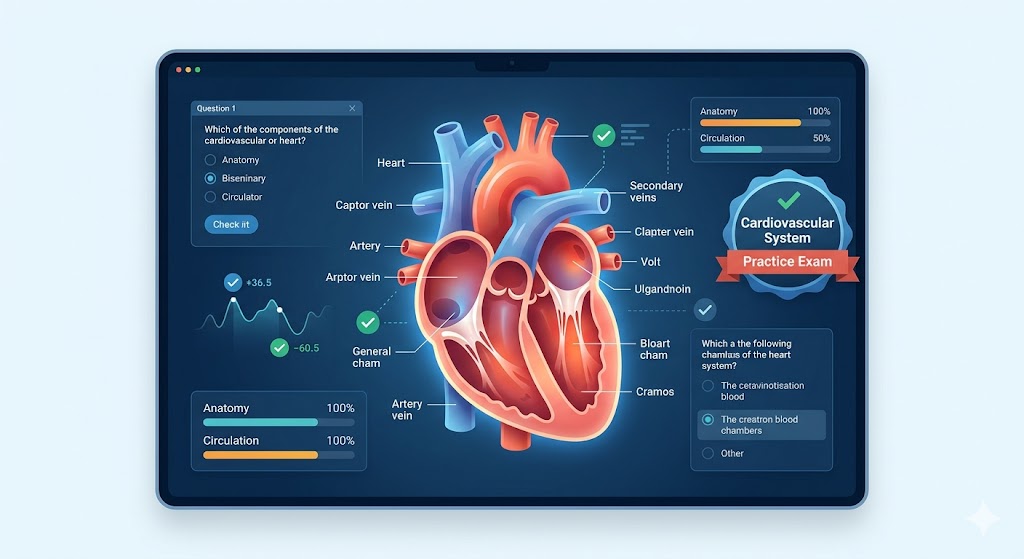 Cardiovascular System – Heart Anatomy, Function, and Circulatory Pathways Practice Test Banner
