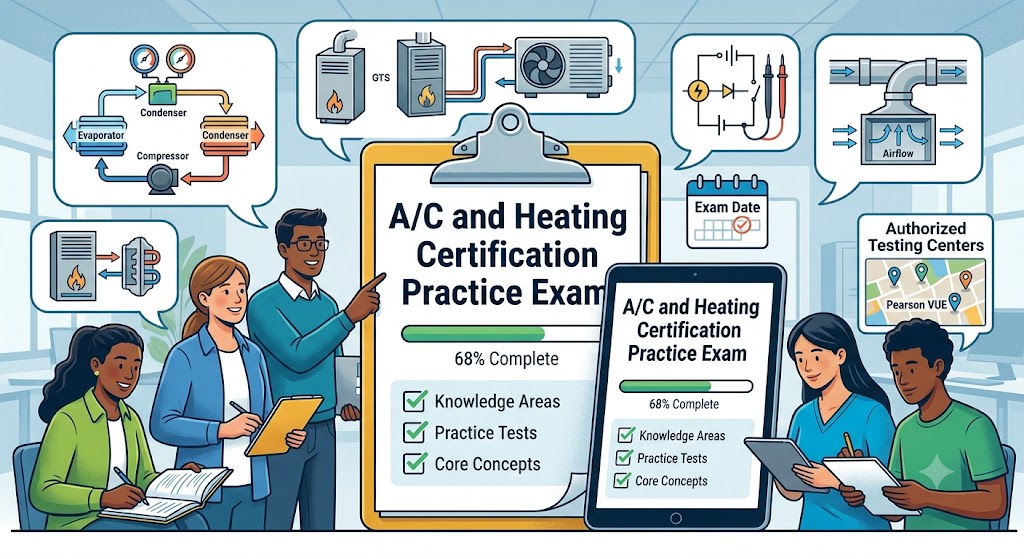 Air Conditioning (A/C) and Heating Certification Practice Test Banner