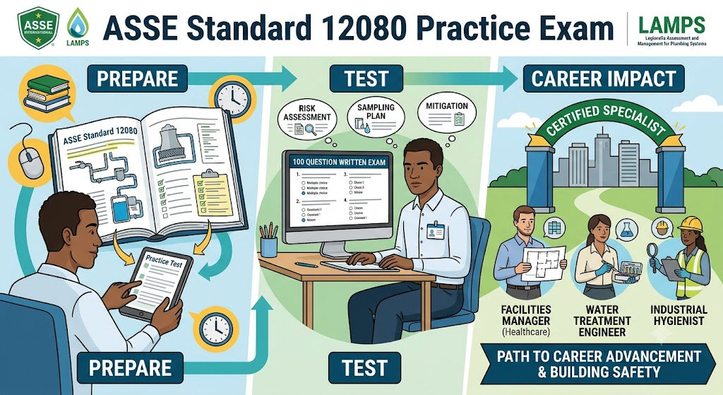 ASSE Legionella Assessment and Management for Plumbing Systems (LAMPS) Practice Exam Banner