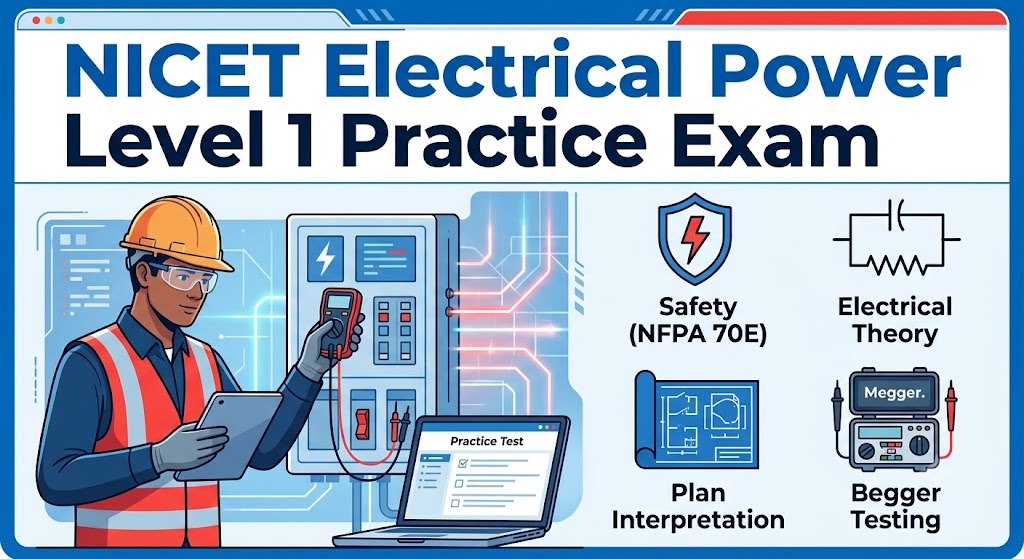 NICET Electrical Power Testing Level 1 Practice Exam Banner