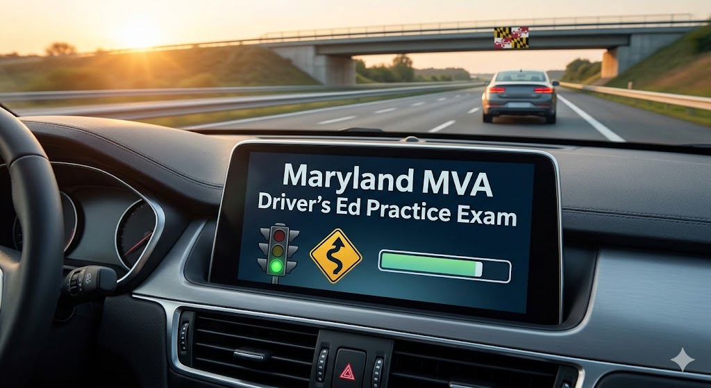 Maryland Motor Vehicle Administration (MVA) Driver's Ed Practice Exam Banner
