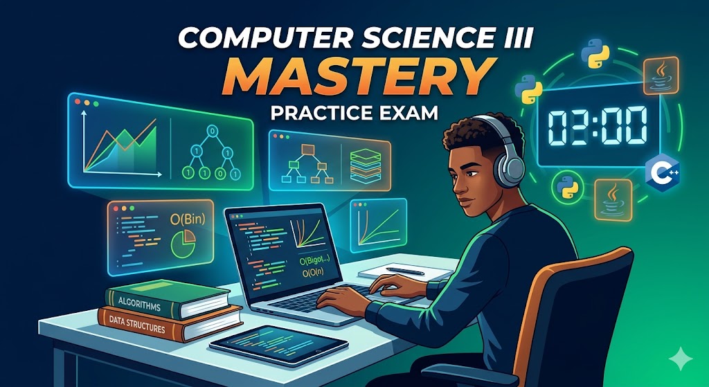 Computer Science (CS) III Mastery Practice Exam Banner