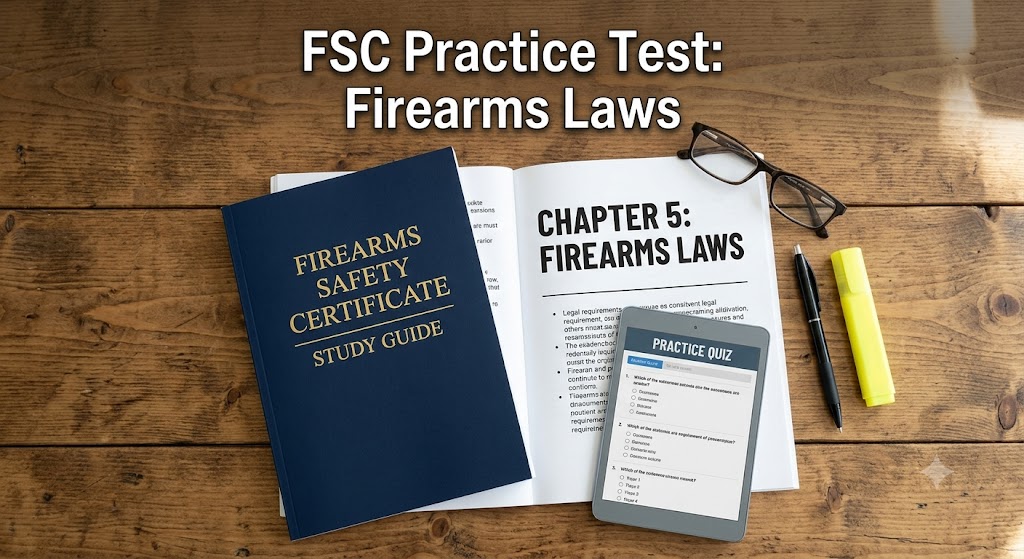 FSC Practice Test Chapter: 5 Firearms Laws Quiz Banner
