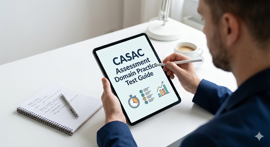Credentialed Alcoholism and Substance Abuse Counselor (CASAC) Assessment Domain Practice Test Banner