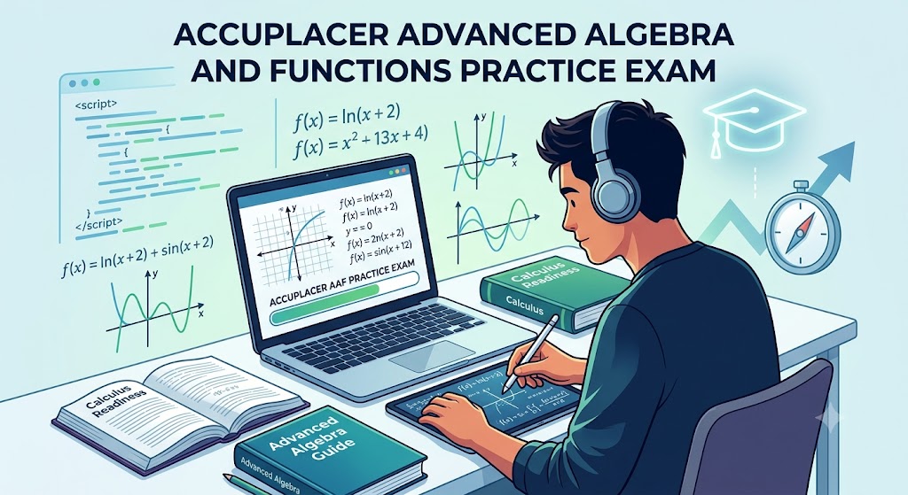 Accuplacer Advanced Algebra and Functions Practice Exam Banner