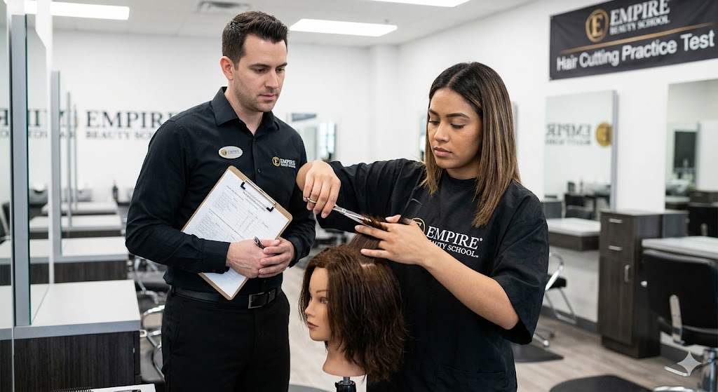 Empire Beauty School Hair Cutting Practice Test Banner