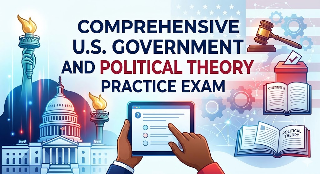 Comprehensive U.S. Government and Political Theory Practice Test Banner
