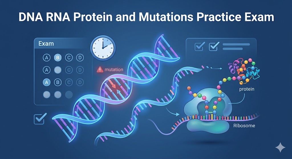 DNA, RNA, Protein and Mutations Practice Test Banner