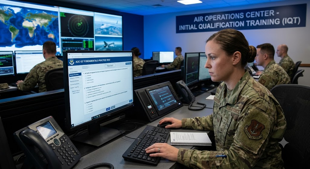Air Operations Center (AOC) Initial Qualification Training (IQT) Fundamentals Practice Test Banner