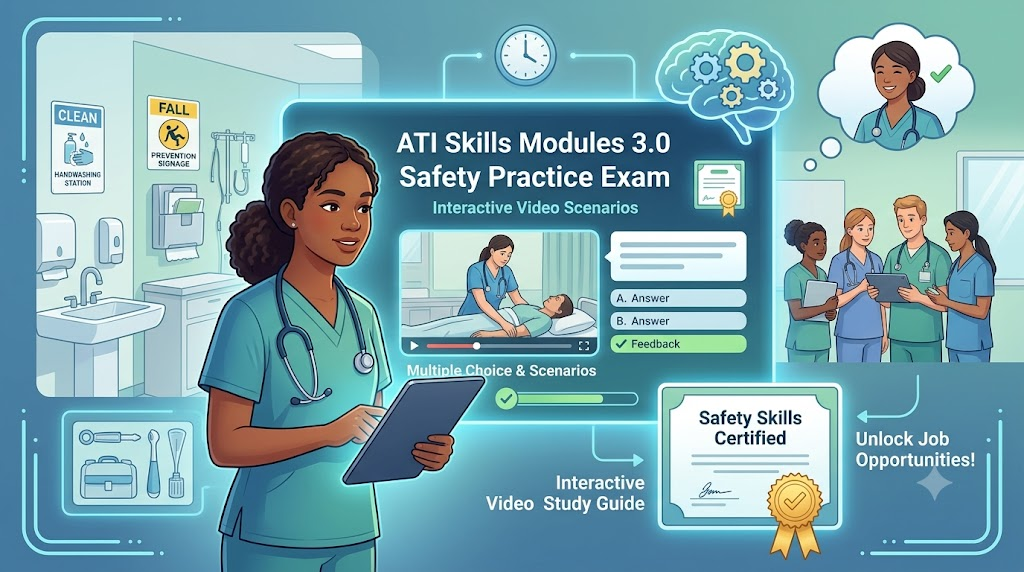 ATI Skills Modules 3.0 – Safety Video Practice Test Banner