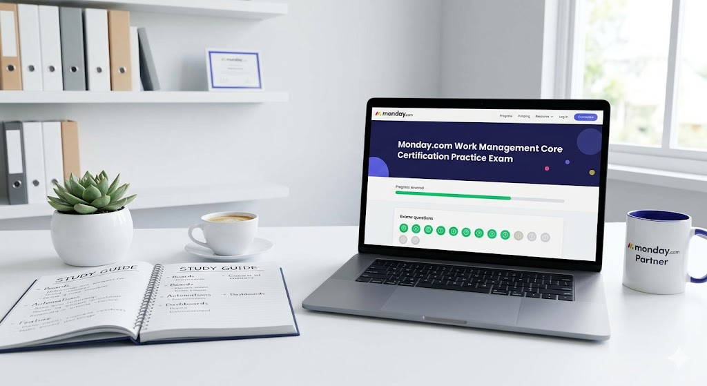 Monday.com Work Management Core Certification Practice Exam Banner