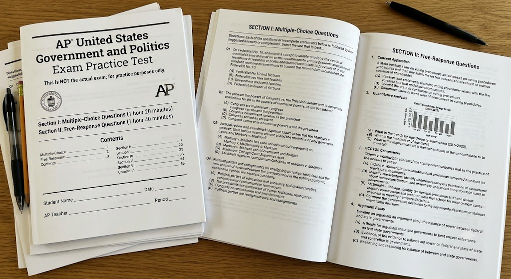 AP Gov Exam Practice Test #1 2026 Questions Answers [PDF] Banner