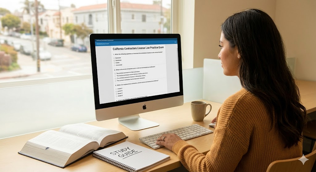 California Contractors License Law Practice Exam Banner