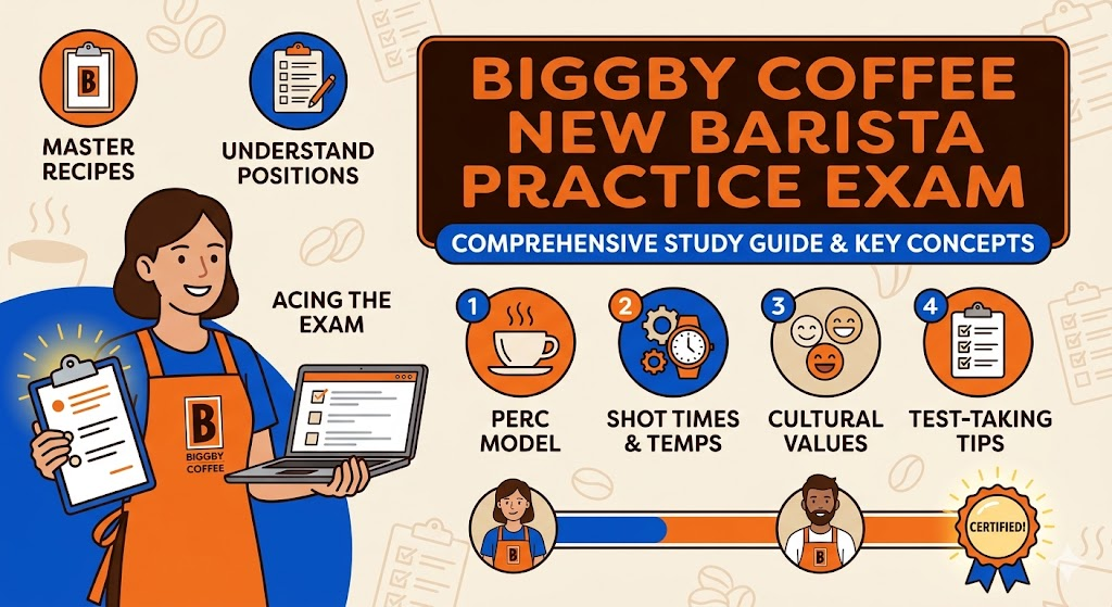 Biggby Coffee New Barista  Practice Exam Banner