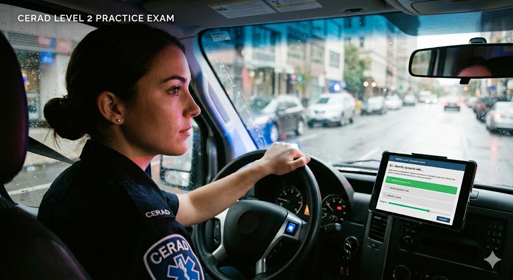 Certificate in Emergency Response Ambulance Driving (CERAD) Level 2 Practice Exam Banner