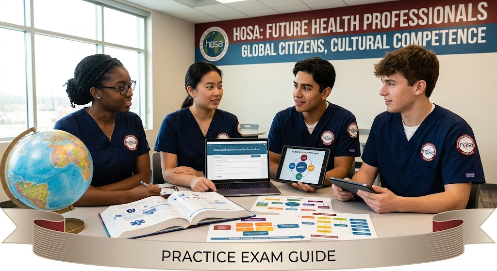 HOSA World Health & Disparities Practice Exam Banner