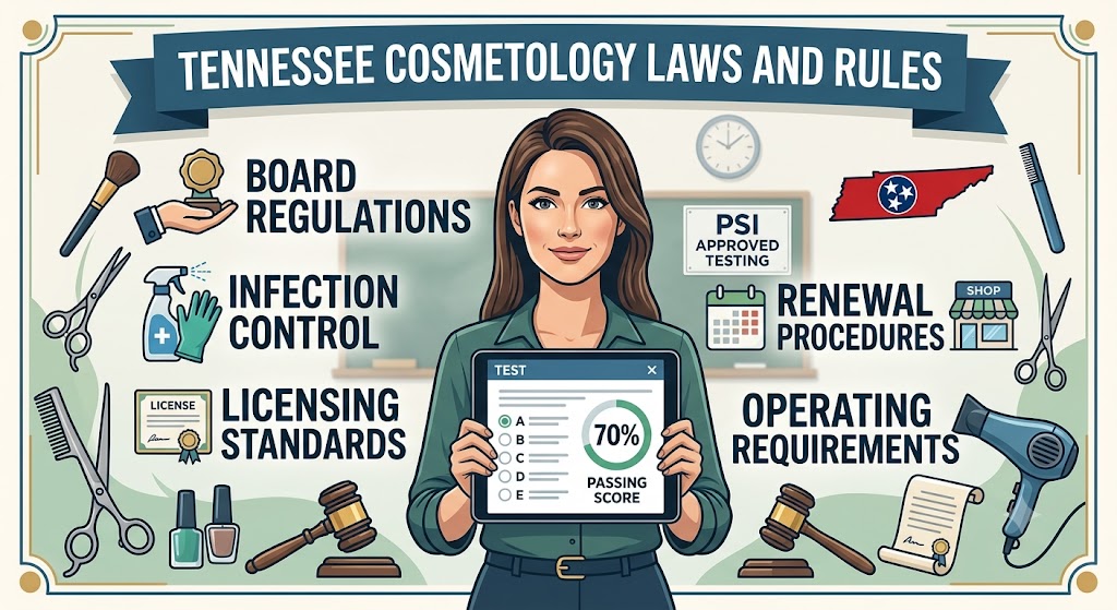 Tennessee Cosmetology Laws and Rules Practice Exam Banner