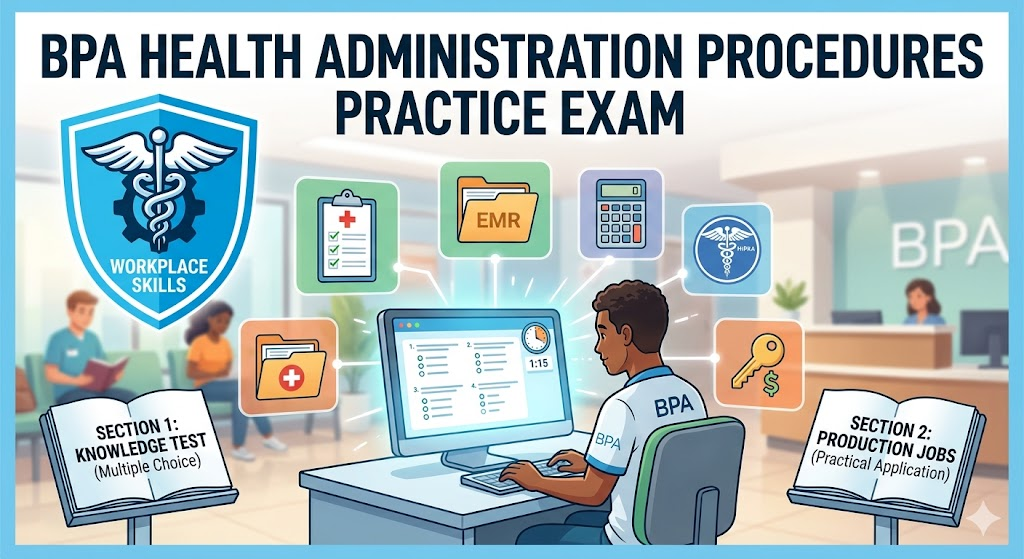 BPA Health Administration Procedures  Practice Test Banner