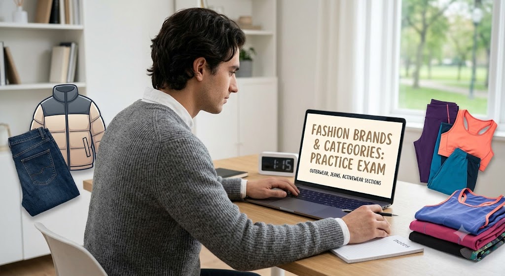 Fashion Brands and Their Clothing Categories: A Study of Outerwear, Jeans, and Activewear Practice Test Banner