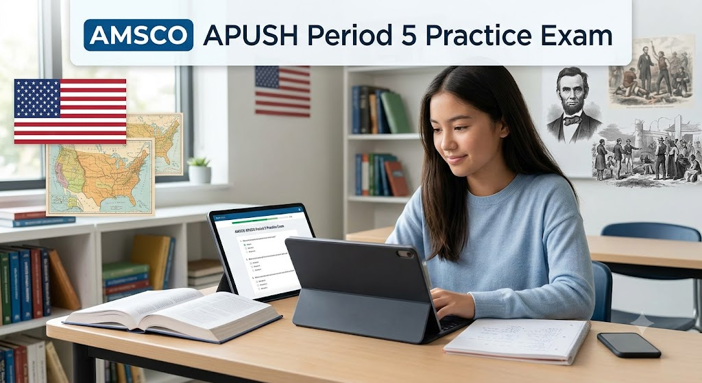 AMSCO AP United States History Exam (APUSH) – Period 5 Practice Test Banner