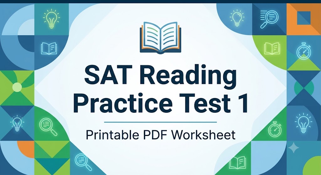 SAT Reading Practice Test 1 (PDF) Printable Worksheet Banner