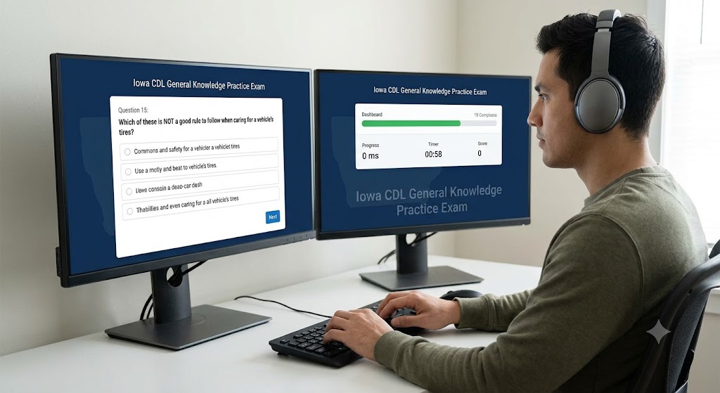 Iowa CDL General Knowledge Test Simulator Banner
