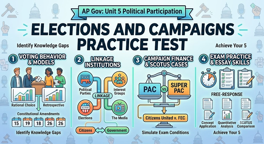AP Gov – Elections and Campaigns Practice Test Banner