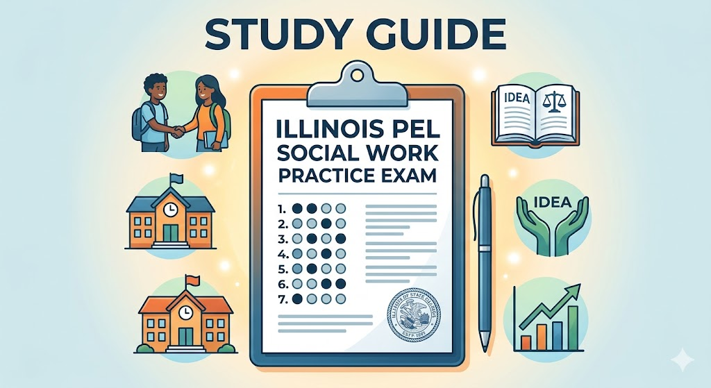 Illinois Professional Educator License (PEL) – Social Work Content Pracice Exam Banner