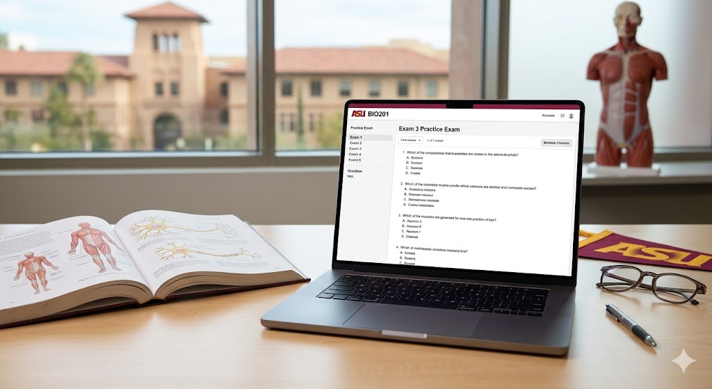 Arizona State University (ASU) BIO201 Human Anatomy and Physiology I Exam 3 Practice Study Guide Banner