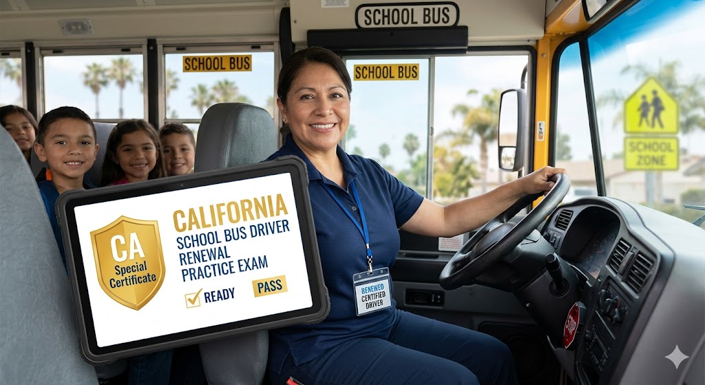 California School Bus Driver Renewal Practice Test Banner