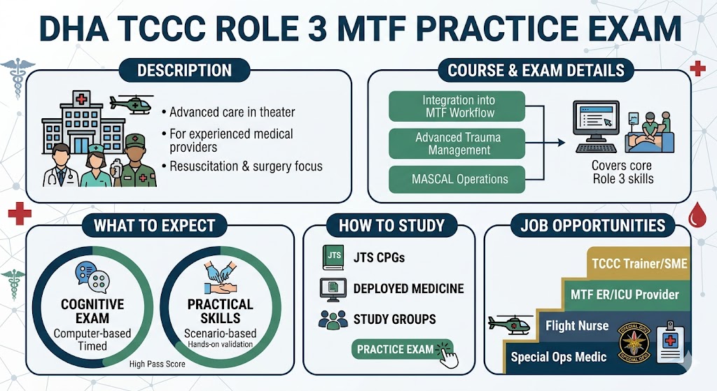 DHA Tactical Combat Casualty Care (TCCC) – Role 3 Medical Treatment Facility (MTF) Practice Exam Banner
