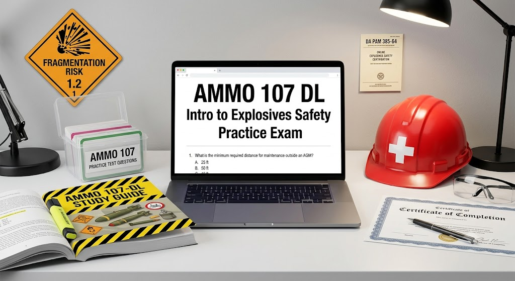 AMMO-107-DL Intro to Explosives Safety Management for Safety Professionals Practice Test Banner