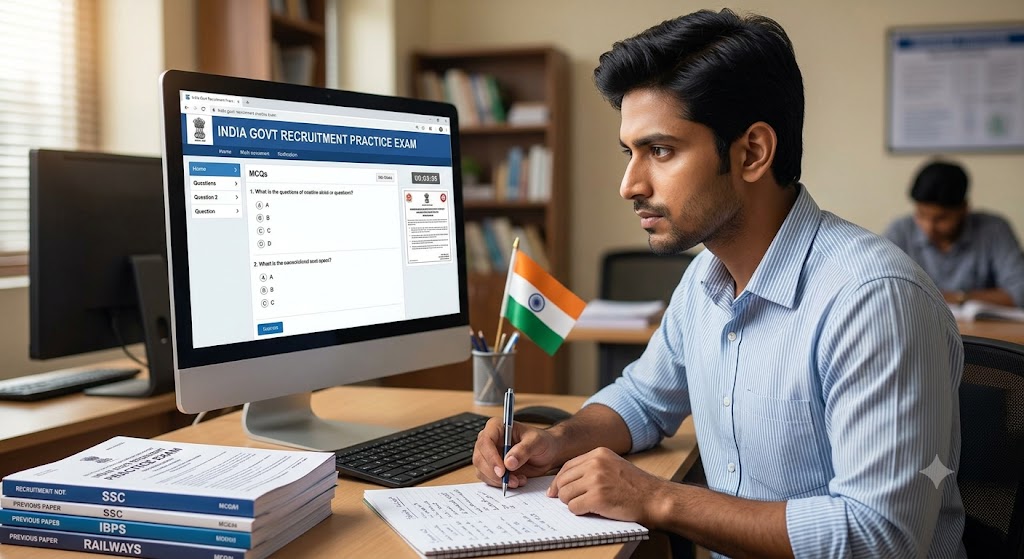 Government Recruitment Practice Test & Exam Prep | India Banner