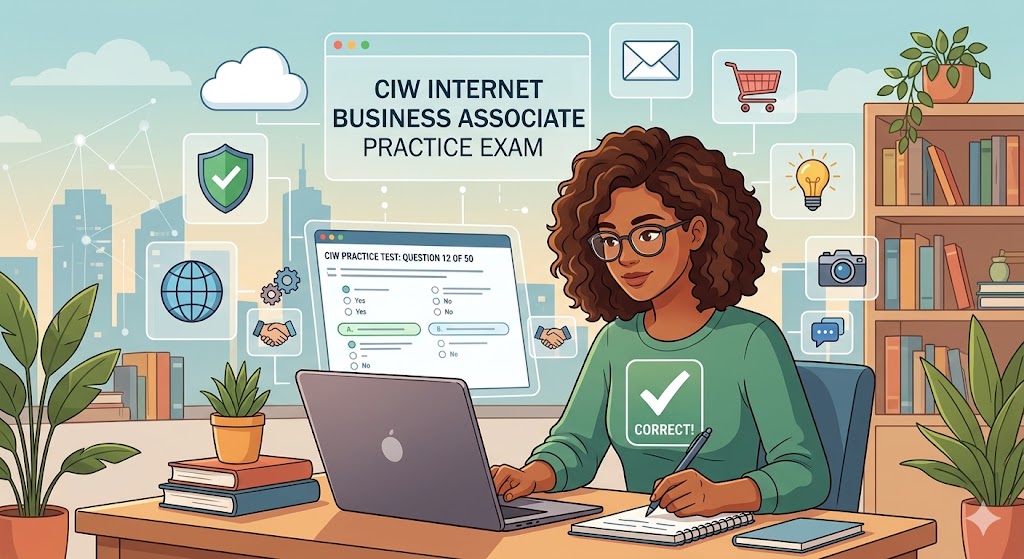 CIW Internet Business Associate Certification Practice Exam Banner