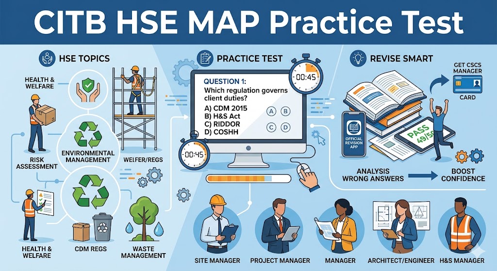 CITB Health, Safety & Environment (HSE) Managers and Professionals (MAP) Practice Test Banner