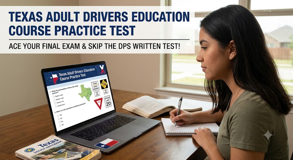 Texas Adult Drivers Education Course Practice Exam Banner