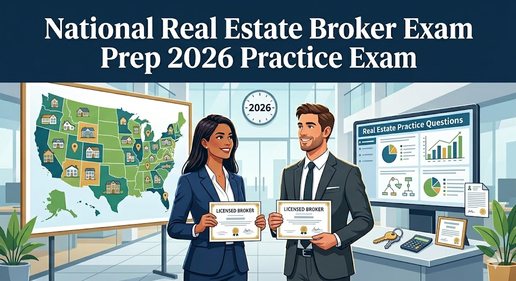 National Real Estate Broker Exam Prep 2026 | Real Estate Practice Questions Banner