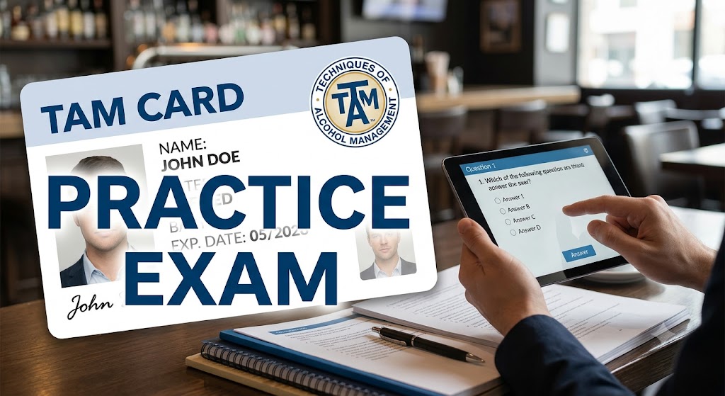 Techniques of Alcohol Management (TAM) Card Practice Test Banner