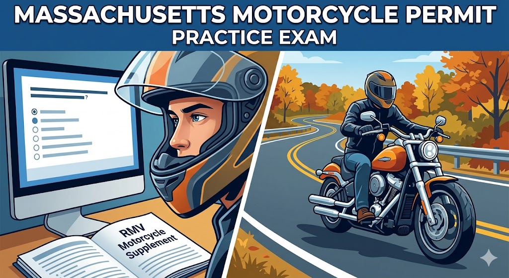 Massachusetts Motorcycle Permit Practice Test Banner