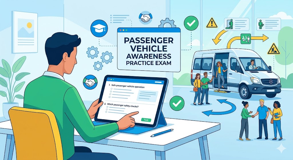 Passenger Vehicle Awareness Practice Test Banner