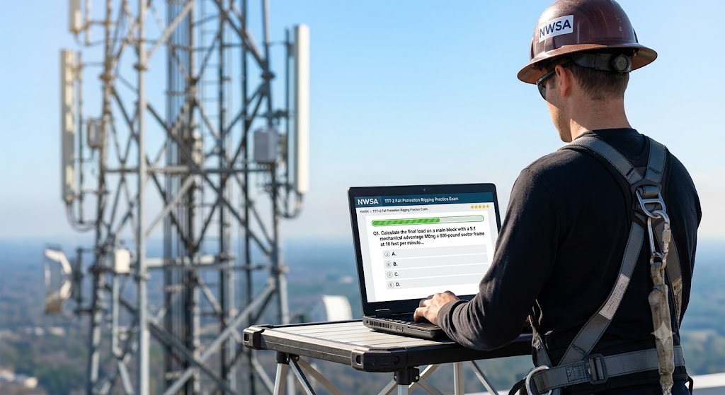 NWSA Telecommunications Tower Technician 2 (TTT-2) Fall Protection and Rigging Standards Practice Test Banner